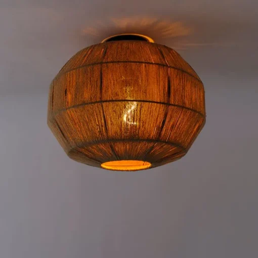 QAZQA Oosterse plafondlamp zwart met touw - Riki