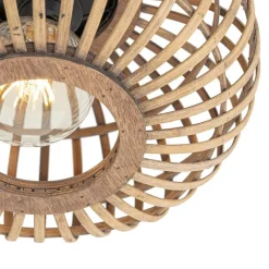 QAZQA Oosterse plafondlamp zwart met bamboe - Amira