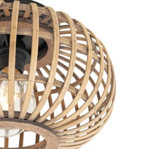 QAZQA Oosterse plafondlamp zwart met bamboe - Amira