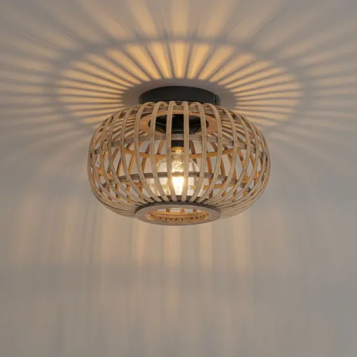 QAZQA Oosterse plafondlamp zwart met bamboe - Amira