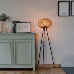 QAZQA Oosterse tripod vloerlamp bamboe - Amira