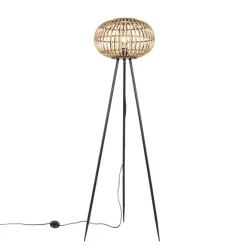 QAZQA Oosterse tripod vloerlamp bamboe - Amira