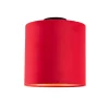 QAZQA Plafondlamp met velours kap rood met goud 25 cm - Combi zwart