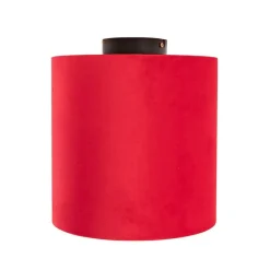 QAZQA Plafondlamp met velours kap rood met goud 25 cm - Combi zwart