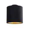QAZQA Plafondlamp met velours kap zwart met goud 25 cm - Combi zwart