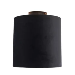 QAZQA Plafondlamp met velours kap zwart met goud 25 cm - Combi zwart