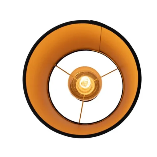 QAZQA Plafondlamp met velours kap zwart met goud 25 cm - Combi zwart