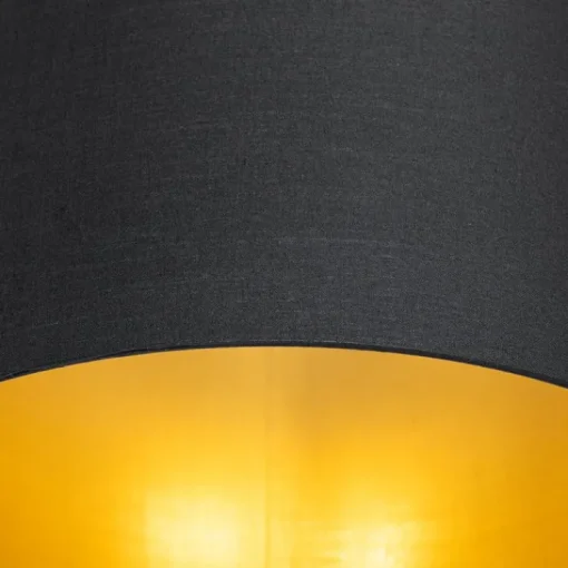 QAZQA Plafondlamp zwart met gouden binnenkant 5-lichts - Multidrum