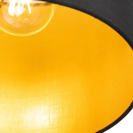 QAZQA Plafondlamp zwart met gouden binnenkant 5-lichts - Multidrum
