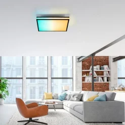 Paul Neuhaus Plafondlamp zwart vierkant incl. LED RGBW met afstandsbediening - Trafalgar