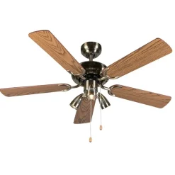 QAZQA Plafondventilator brons met hout 110cm 3-lichts met trekschakelaar - Mistral