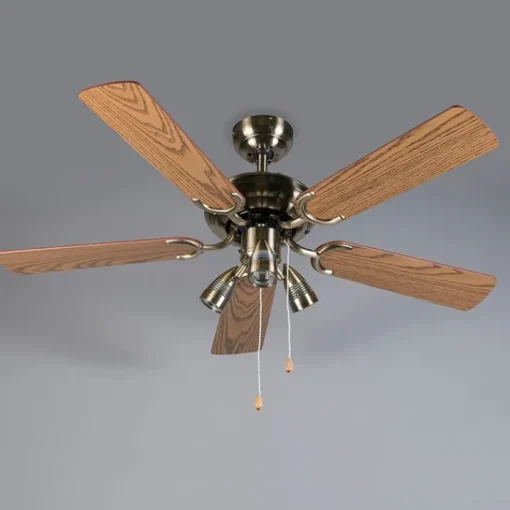 QAZQA Plafondventilator brons met hout 110cm 3-lichts met trekschakelaar - Mistral