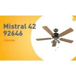 QAZQA Plafondventilator brons met hout 110cm 3-lichts met trekschakelaar - Mistral