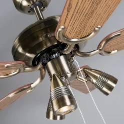 QAZQA Plafondventilator brons met hout 110cm 3-lichts met trekschakelaar - Mistral