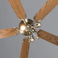 QAZQA Plafondventilator brons met hout 110cm 3-lichts met trekschakelaar - Mistral