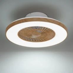 QAZQA Plafondventilator hout print 60cm incl. LED dimbaar met afstandsbediening - Climo