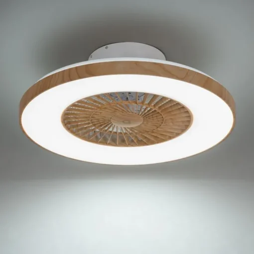 QAZQA Plafondventilator hout print 60cm incl. LED dimbaar met afstandsbediening - Climo