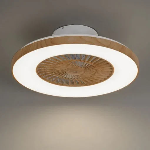 QAZQA Plafondventilator hout print 60cm incl. LED dimbaar met afstandsbediening - Climo