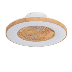 QAZQA Plafondventilator hout print 60cm incl. LED dimbaar met afstandsbediening - Climo
