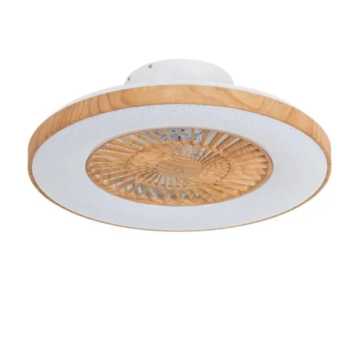 QAZQA Plafondventilator hout print 60cm incl. LED dimbaar met afstandsbediening - Climo