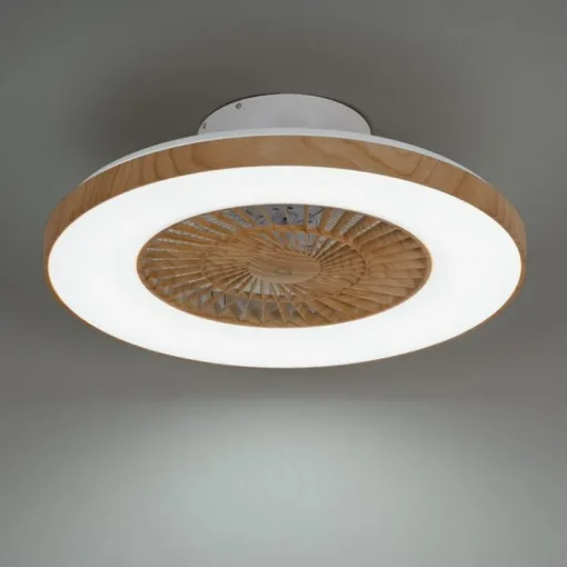 QAZQA Plafondventilator hout print 60cm incl. LED dimbaar met afstandsbediening - Climo