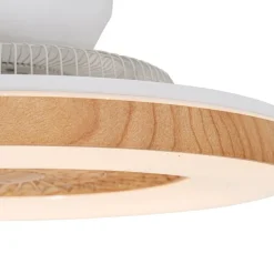 QAZQA Plafondventilator hout print 60cm incl. LED dimbaar met afstandsbediening - Climo