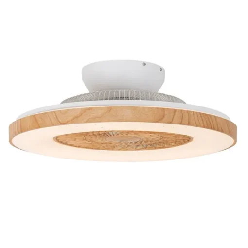 QAZQA Plafondventilator hout print 60cm incl. LED dimbaar met afstandsbediening - Climo