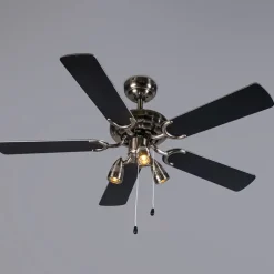 QAZQA Plafondventilator staal 110cm 3-lichts met trekschakelaar - Mistral