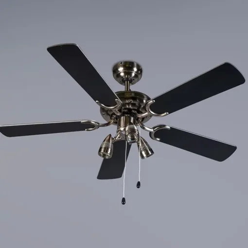QAZQA Plafondventilator staal 110cm 3-lichts met trekschakelaar - Mistral