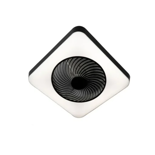 QAZQA Plafondventilator vierkant zwart incl. LED dimbaar - Climo