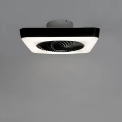 QAZQA Plafondventilator vierkant zwart incl. LED dimbaar - Climo