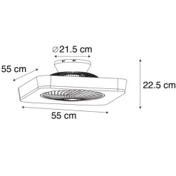 QAZQA Plafondventilator vierkant zwart incl. LED dimbaar - Climo