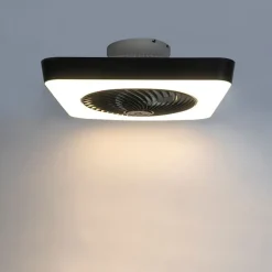 QAZQA Plafondventilator vierkant zwart incl. LED dimbaar - Climo