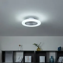 QAZQA Plafondventilator wit 48.5cm incl. LED dimbaar in Kelvin met afstandsbediening - Clemo