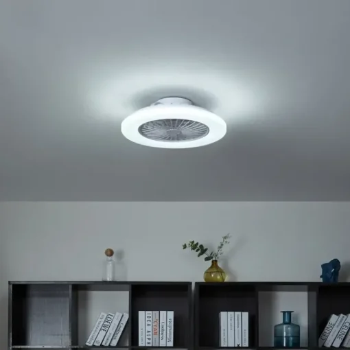 QAZQA Plafondventilator wit 48.5cm incl. LED dimbaar in Kelvin met afstandsbediening - Clemo