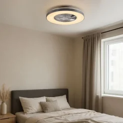 QAZQA Plafondventilator zilver met ster effect 60cm incl. LED dimbaar met afstandsbediening - Climo