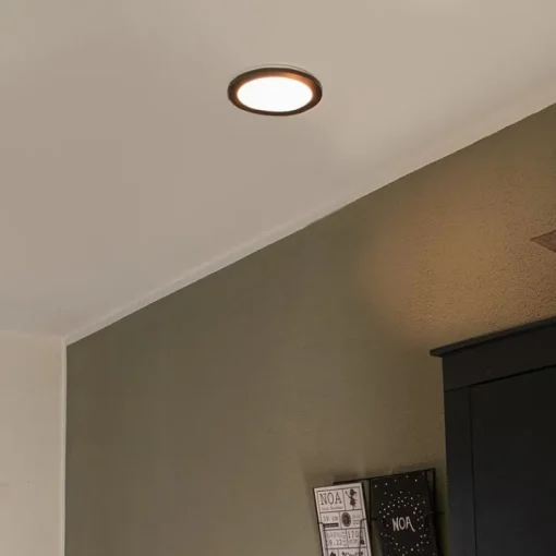 QAZQA Plafonnière zwart 22,5 cm rond incl. LED 3-staps dimbaar - Steve