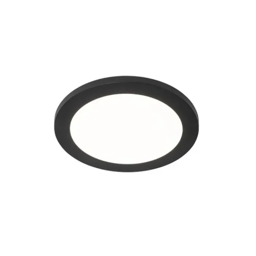 QAZQA Plafonnière zwart 22,5 cm rond incl. LED 3-staps dimbaar - Steve