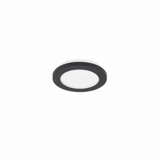 QAZQA Plafonnière zwart 22,5 cm rond incl. LED 3-staps dimbaar - Steve