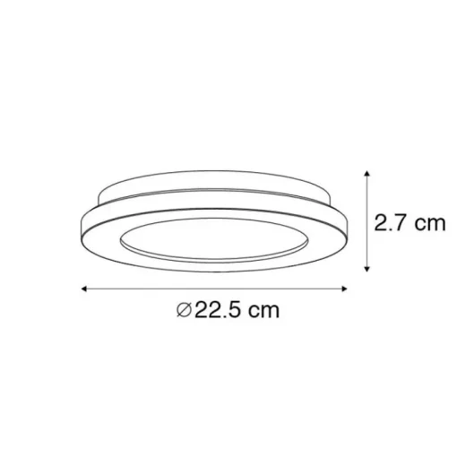QAZQA Plafonnière zwart 22,5 cm rond incl. LED 3-staps dimbaar - Steve
