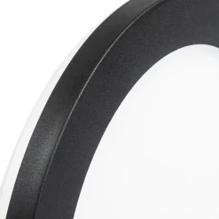 QAZQA Plafonnière zwart 22,5 cm rond incl. LED 3-staps dimbaar - Steve