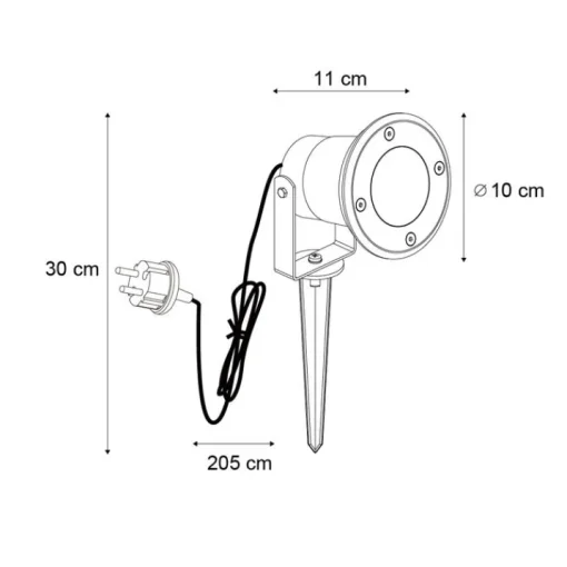 QAZQA Prikspot beige GU10 50mm verstelbaar IP65 incl. snoer en stekker - Basic