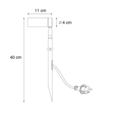 QAZQA Prikspot zwart 40cm incl. LED verstelbaar IP65 incl. snoer en stekker - Carl
