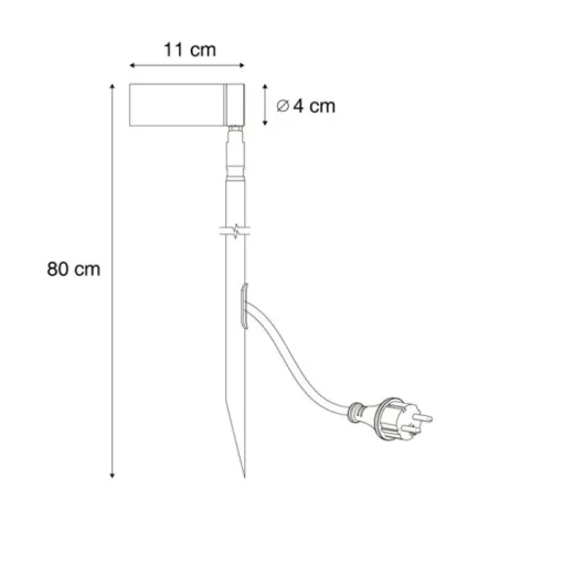 QAZQA Prikspot zwart 80cm incl. LED verstelbaar IP65 incl. snoer en stekker - Carl