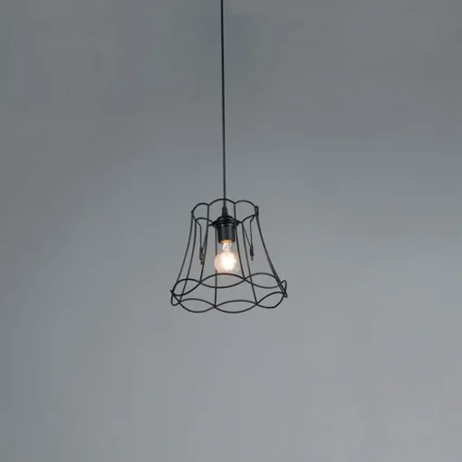 QAZQA Retro hanglamp zwart 25 cm - Granny Frame