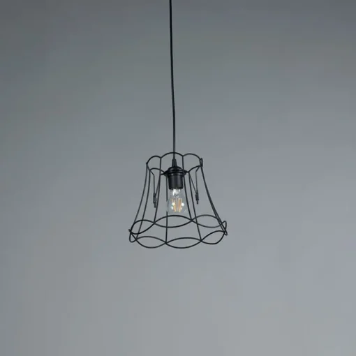 QAZQA Retro hanglamp zwart 25 cm - Granny Frame