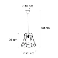 QAZQA Retro hanglamp zwart 25 cm - Granny Frame