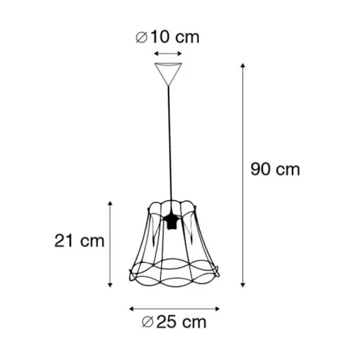 QAZQA Retro hanglamp zwart 25 cm - Granny Frame