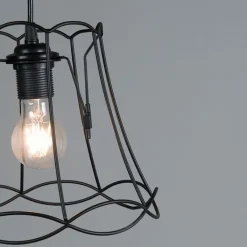 QAZQA Retro hanglamp zwart 25 cm - Granny Frame