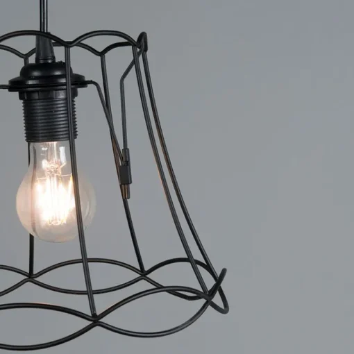 QAZQA Retro hanglamp zwart 25 cm - Granny Frame